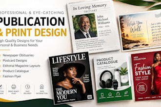 newspaper obituaries postcard editorial magazine product catalogue fashion flyer