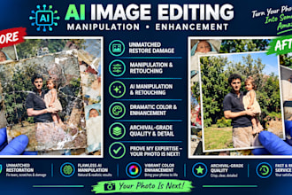 do ai image editing, manipulation, enhancement any photo editing
