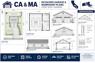 draw ca ma detached garage and workshop plans