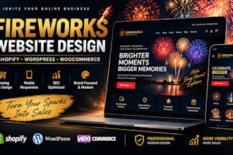 design a premium fireworks business website for your brand that fucntion to sale