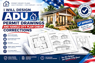 design adu permit drawings and handle city plan check corrections
