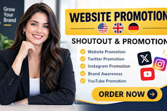 shoutout promote share website link to 300m USA UK de twitter ig fb yt audience