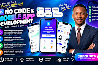 build bubble io no code app glide adalo flutterflow flutter mobile app developer