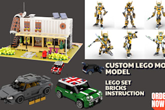custom lego moc models, lego sets, bricllink, with 3d building instructions
