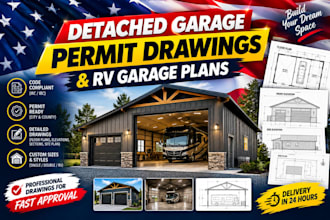 produce detached garage permit drawings and rv garage plans