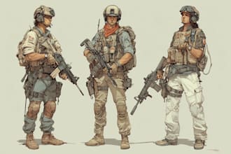 draw military characters or military related illustrations