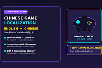 provide chinese games localization and translation and lqa