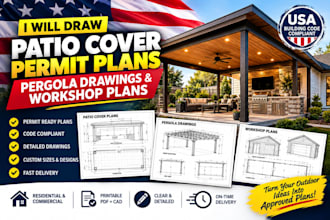 draw patio cover permit plans pergola drawings and workshop plans