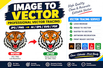 convert image to vector and redraw logo