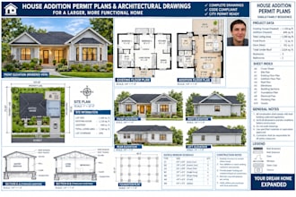 draft house addition permit plans and architectural drawings