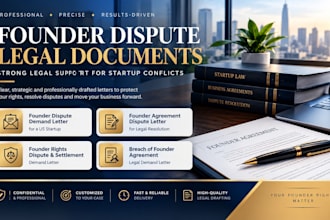 draft a custom founder rights dispute and settlement demand letter for your exit