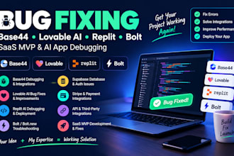 fix base44 and lovable ai apps dev, replit, bolt, saas mvp debugging claude code