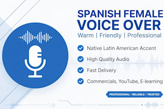 record professional spanish female voice over warm friendly