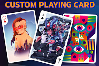 design custom playing card, tcg card game, poker card, 52 card deck, card box