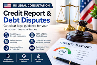 provide US legal consultation for credit report and debt disputes