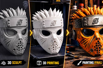 3d print, hand paint and halloween mask oni masks, helmets and props