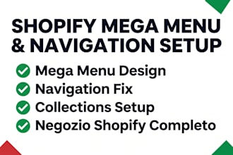 creare il tuo shopify store con mega menu navigation e collections