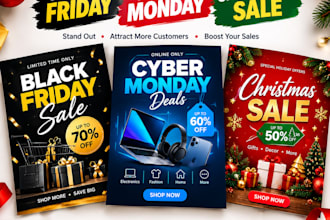 design black friday, cyber monday and christmas sale flyers