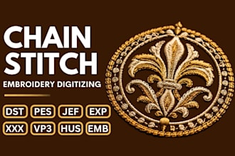 do chain stitch embroidery digitizing complex logo embroidery digitizing