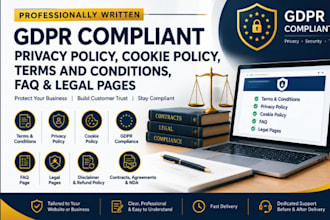 write gdpr compliance privacy cookie policy terms and condition faq legal pages