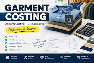 do apparel costing, cm calculation and garment merchandising