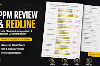review and redline your private placement memorandum for legal compliance
