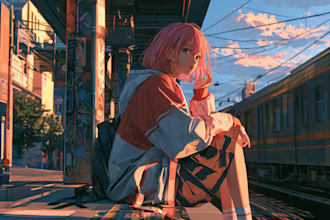 design unique anime music cover artwork