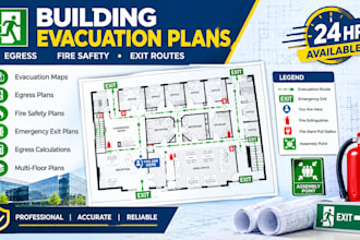 draw building evacuation maps, egress calculations, fire safety plan egress plan