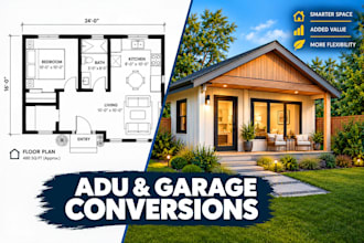 design a backyard adu blueprint or garage conversion floor plan