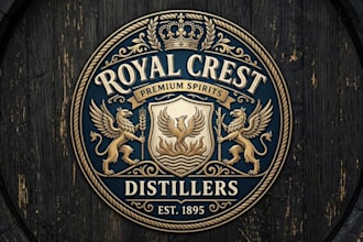 design a luxury rum, whiskey, or vodka spirit logo