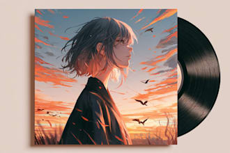 create japanese anime inspired music cover art