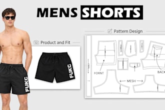 create mens short garment cad and sewing patterns for clothing