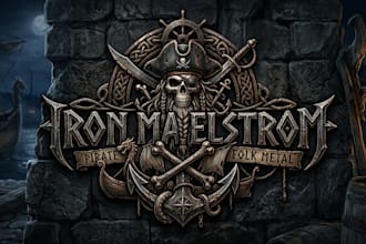 create pirate metal, folk metal, metal band logo