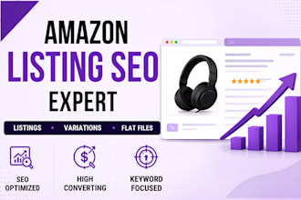 create and do amazon listing optimization, create variations and flat files