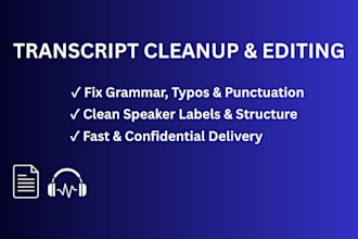 clean edit and format your raw audio or video transcript