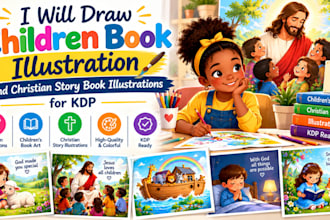 draw children book illustration and christian story book illustrations for KDP