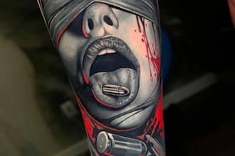 design a custom realistic tattoo black and grey tattoo