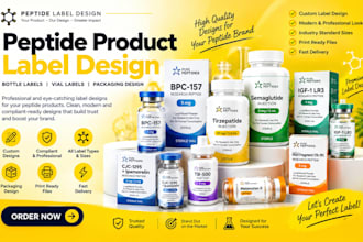 product label design supplemnt label bottle label packaging peptide vial label