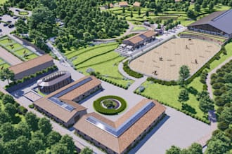 design 2d 3d horse stable, horse stall, riding arena and equestrian center