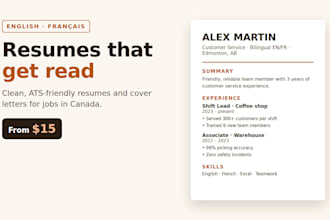 write or rewrite your resume and cover letter in english or french