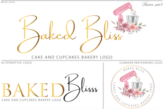 build a distinct cake, cupcake and bakery logo with premium design