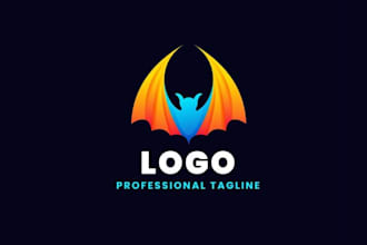 design gradient colored bat logo