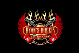 make winning logo for ryans rockin bar mitzvah party music