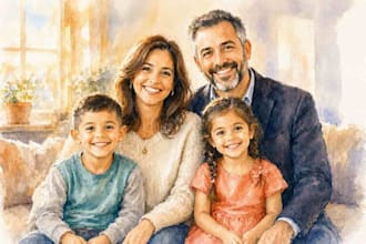 make watercolor family portrait