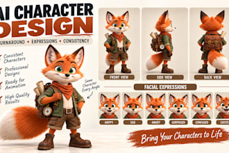 create a consistent ai character design and character sheet