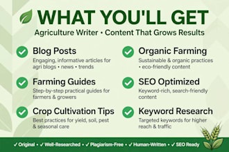 write agriculture farming organic and agribusiness blog articles