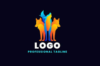 design a gradient colored wolf pack wolf mascot logo