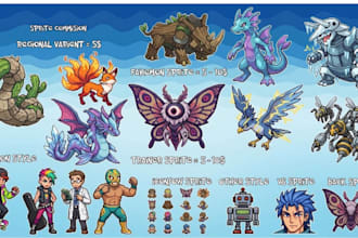 draw your pokemon sprite trainer sprite fakemon and pixel art overworld sprite