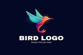 design a modern gradient hummingbird logo for your brand