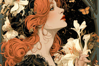 create illustrations in art nouveau style